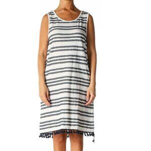 Vince Camuto White Striped Casual Shift Dress